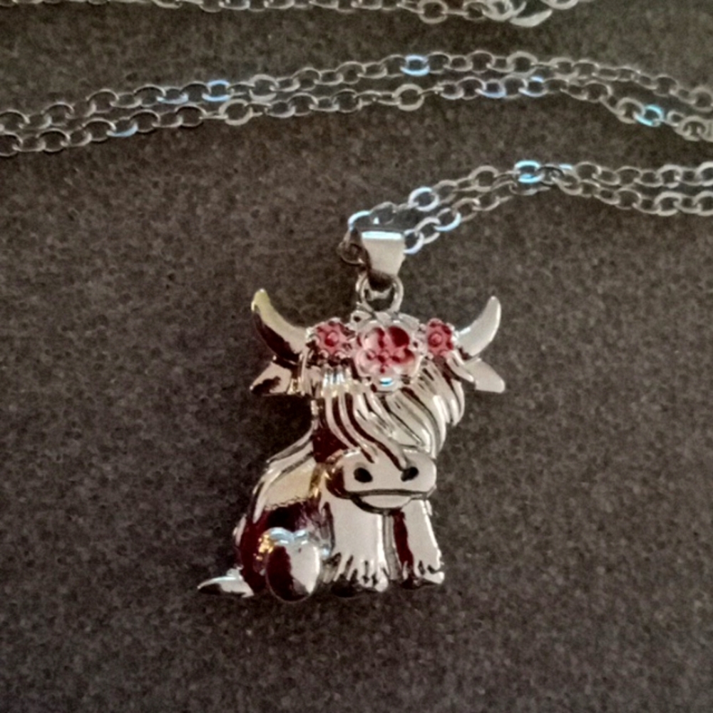 HILAND BULL WITH ROSE COLOR FLOWERS 🌺